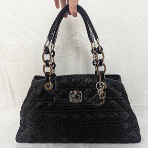Christian Dior Charming Lock Tote Black Cannage Quilt Nylon